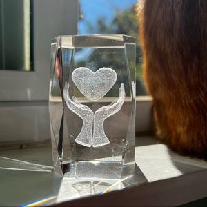 Heart Hands  Laser Etched Crystal 3D